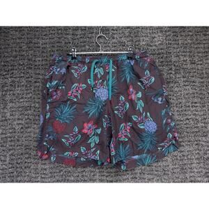 Saxx Swim Trunks Mens XL Dark Purple Floral Print Cannonball 2N1 Lined Beach